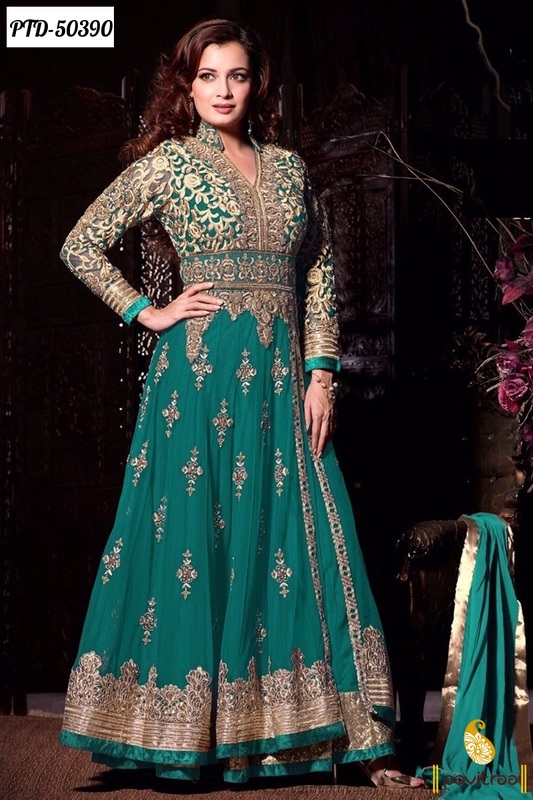 Wedding and Nwe Year green santoon designer anarkali salwar suit online shopping with great discount sale at pavitraa.in