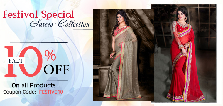 Navratri and Diwali festival discount offer to get flat 10% off on designer saree online collection at pavitraa.in
